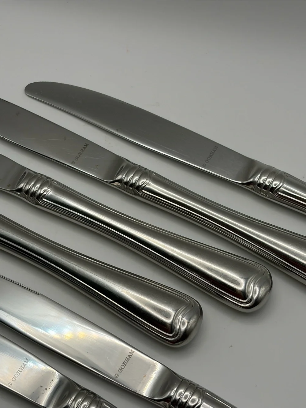 Gorham Monet Stainless Steel Table Knives Set of 8 Glossy Finish Flatware